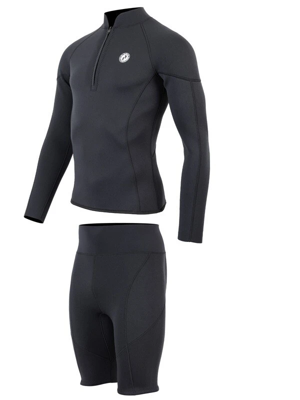 Two Bare Feet Mens Heritage Half Zip 3mm Wetsuit Jacket & Shorts Set (Black) - Image 3
