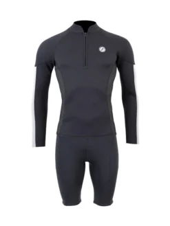 Two Bare Feet Perspective Half Zip 2.5mm Wetsuit Jacket & Shorts Set (Black/Grey/Grey)