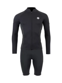 Two Bare Feet Perspective Full Zip 2.5mm Wetsuit Jacket & Shorts Set (Black/Grey/Grey)