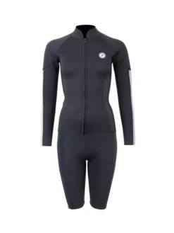 Two Bare Feet Unisex Perspective Full Zip 2.5mm Wetsuit Jacket & Shorts Set (Black/Grey/Grey)