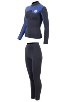 Two Bare Feet Womens Aspect Fleece Lined Zipless Thermal 2.5mm Superstretch Wetsuit Top & Pants Set (Black/Blue) 10 Two Bare Feet Womens Aspect Fleece Lined Zipless Thermal 2.5mm Superstretch Wetsuit Top & Pants Set (Black/Blue) -Surfboards Sales w3s3fr y