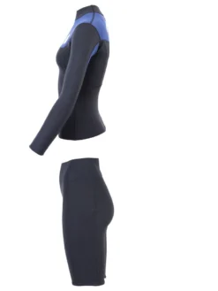 Two Bare Feet Womens Aspect Fleece Lined Zipless Thermal 2.5mm Superstretch Wetsuit Top & Shorts Set (Black/Blue) -Surfboards Sales w41gh6 y