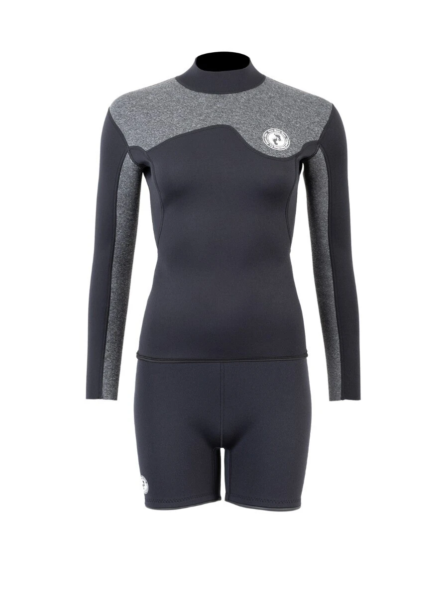 Two Bare Feet Womens Aspect Back Zip 2.5mm Wetsuit Jacket & Hotpants Set (Black/Grey) 1 Two Bare Feet Womens Aspect Back Zip 2.5mm Wetsuit Jacket & Hotpants Set (Black/Grey)