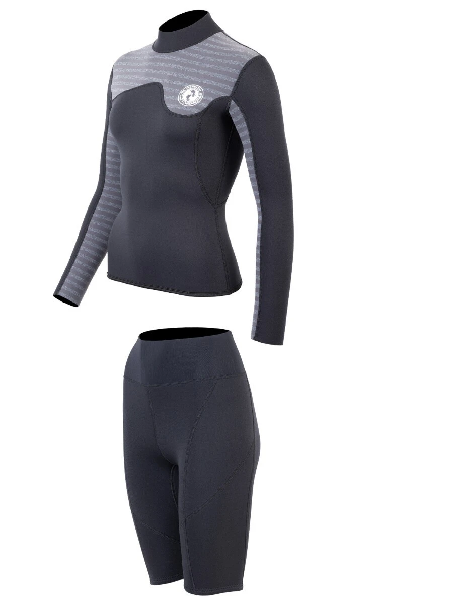 Two Bare Feet Womens Aspect Back Zip 2.5mm Wetsuit Jacket & Shorts Set (Black/Grey Stripes) 3 Two Bare Feet Womens Aspect Back Zip 2.5mm Wetsuit Jacket & Shorts Set (Black/Grey Stripes) - Image 3