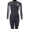 Two Bare Feet Womens Aspect Fleece Lined Zipless Thermal 2.5mm Superstretch Wetsuit Top & Shorts Set (Black/Grey/Grey)