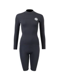 Two Bare Feet Womens Aspect Fleece Lined Zipless Thermal 2.5mm Superstretch Wetsuit Top & Shorts Set (Black)