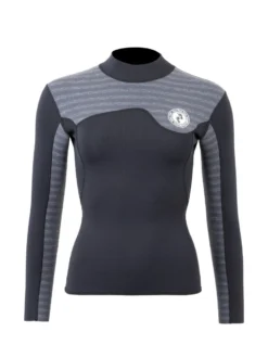 Two Bare Feet Womens Aspect Fleece Lined Zipless Thermal 2.5mm Superstretch Wetsuit Top & Pants Set (Black/Grey Stripes) -Surfboards Sales wd4cal 5