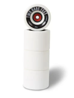 Sessions 78A Longboard Skateboard Wheels (70mm White) With Two Bare Feet Pro Series 7 Bearings