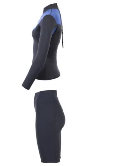 Two Bare Feet Womens Aspect Back Zip 2.5mm Wetsuit Jacket & Shorts Set (Black/Blue) -Surfboards Sales wm4e96 2