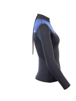 Two Bare Feet Womens Aspect Back Zip 2.5mm Wetsuit Jacket (Black/Blue) -Surfboards Sales womens aspect back zip jacket black blue denim 7