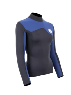 Two Bare Feet Womens Aspect Back Zip 2.5mm Wetsuit Jacket (Black/Blue) -Surfboards Sales womens aspect back zip jacket black blue denim 8