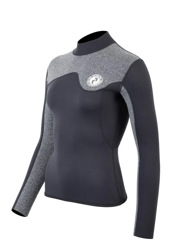 Two Bare Feet Womens Aspect Back Zip 2.5mm Wetsuit Jacket (Black/Grey) 2 Two Bare Feet Womens Aspect Back Zip 2.5mm Wetsuit Jacket (Black/Grey) - Image 2