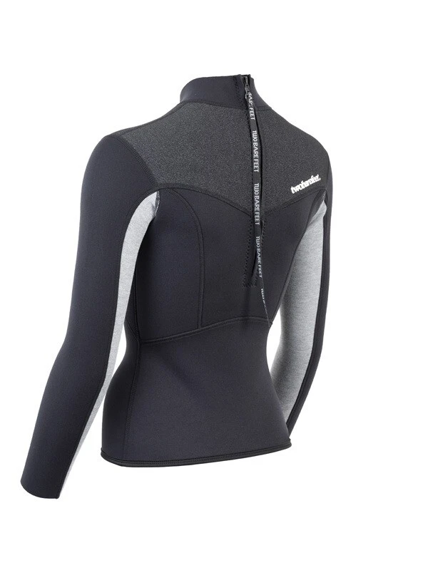 Two Bare Feet Womens Aspect Back Zip 2.5mm Wetsuit Jacket (Black/Grey/Grey) 4 Two Bare Feet Womens Aspect Back Zip 2.5mm Wetsuit Jacket (Black/Grey/Grey) - Image 4