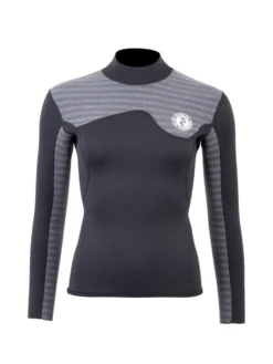 Two Bare Feet Womens Aspect Back Zip 2.5mm Wetsuit Jacket (Black/Grey Stripes)