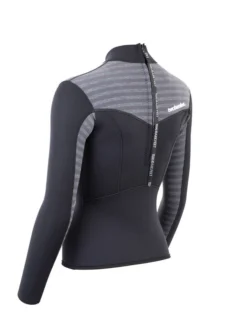 Two Bare Feet Womens Aspect Back Zip 2.5mm Wetsuit Jacket (Black/Grey Stripes) -Surfboards Sales womens aspect back zip jacket black grey 4