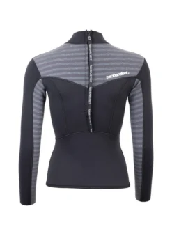 Two Bare Feet Womens Aspect Back Zip 2.5mm Wetsuit Jacket (Black/Grey Stripes) -Surfboards Sales womens aspect back zip jacket black grey 5