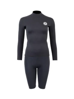Two Bare Feet Womens Aspect Back Zip 2.5mm Wetsuit Jacket & Shorts Set (Black)