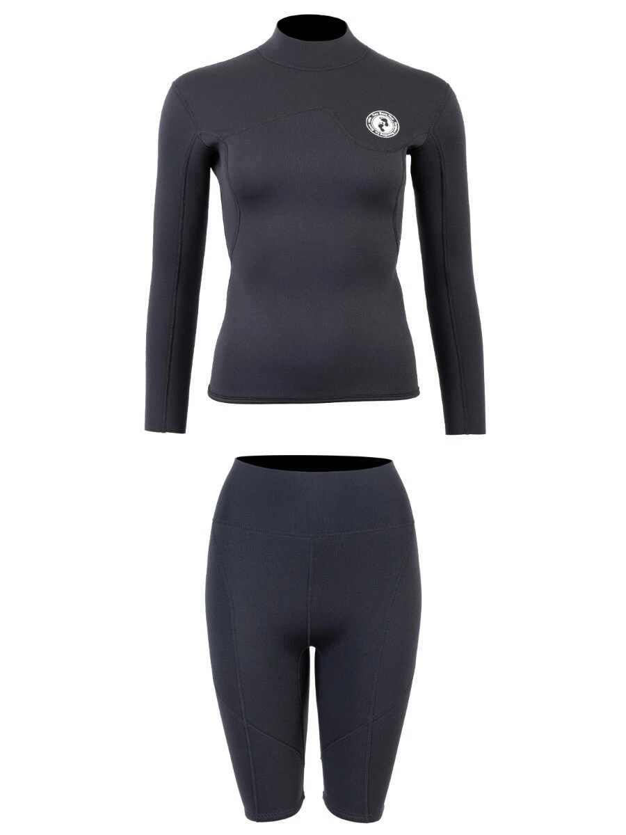 Two Bare Feet Womens Aspect Back Zip 2.5mm Wetsuit Jacket & Shorts Set (Black) - Image 2