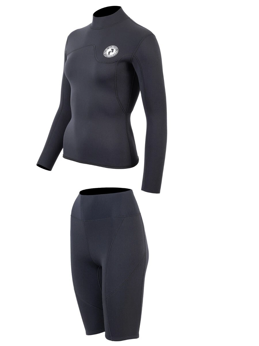 Two Bare Feet Womens Aspect Back Zip 2.5mm Wetsuit Jacket & Shorts Set (Black) - Image 3
