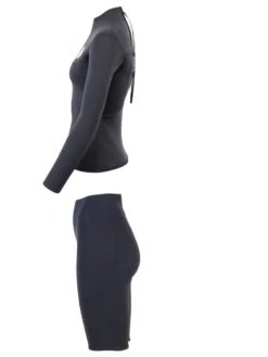 Two Bare Feet Womens Aspect Back Zip 2.5mm Wetsuit Jacket & Shorts Set (Black) -Surfboards Sales womens aspect back zip jacket black vista shorts 4 1