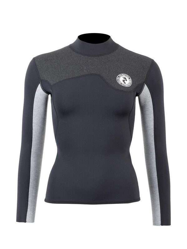 Two Bare Feet Womens Aspect Fleece Lined Zipless Thermal 2.5mm Superstretch Wetsuit Top (Black/Grey/Grey) 1 Two Bare Feet Womens Aspect Fleece Lined Zipless Thermal 2.5mm Superstretch Wetsuit Top (Black/Grey/Grey)