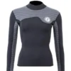 Two Bare Feet Womens Aspect Fleece Lined Zipless Thermal 2.5mm Superstretch Wetsuit Top (Black/Grey Stripe)