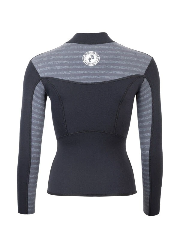 Two Bare Feet Womens Aspect Fleece Lined Zipless Thermal 2.5mm Superstretch Wetsuit Top (Black/Grey Stripe) 5 Two Bare Feet Womens Aspect Fleece Lined Zipless Thermal 2.5mm Superstretch Wetsuit Top (Black/Grey Stripe) - Image 5
