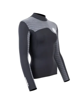 Two Bare Feet Womens Aspect Fleece Lined Zipless Thermal 2.5mm Superstretch Wetsuit Top (Black/Grey Stripe) 16 Two Bare Feet Womens Aspect Fleece Lined Zipless Thermal 2.5mm Superstretch Wetsuit Top (Black/Grey Stripe) -Surfboards Sales womens aspect fleece lined thermal top black grey 8