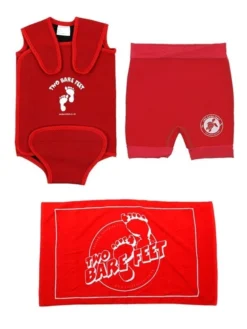Deluxe Baby Swim Kit - Wrap + Nappy Shorts + Towel (Red)