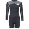 Two Bare Feet Womens Aspect Fleece Lined Zipless Thermal 2.5mm Superstretch Wetsuit Top & Hotpants Set (Black/Grey)