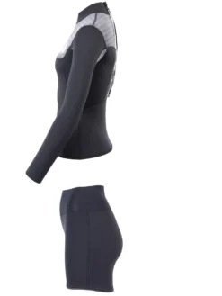 Two Bare Feet Womens Aspect Back Zip 2.5mm Wetsuit Jacket & Hotpants Set (Black/Grey Stripes) 11 Two Bare Feet Womens Aspect Back Zip 2.5mm Wetsuit Jacket & Hotpants Set (Black/Grey Stripes) -Surfboards Sales wv52my w