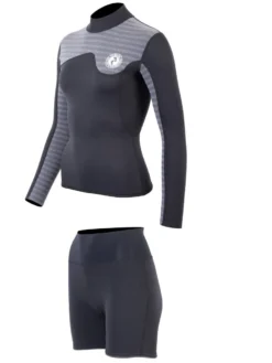 Two Bare Feet Womens Aspect Back Zip 2.5mm Wetsuit Jacket & Hotpants Set (Black/Grey Stripes) 10 Two Bare Feet Womens Aspect Back Zip 2.5mm Wetsuit Jacket & Hotpants Set (Black/Grey Stripes) -Surfboards Sales wv52mz 3